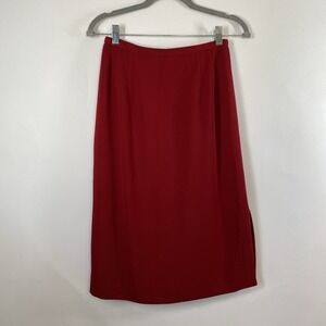 Travis Ayers Women's Pencil Midi Skirt Red Sz 8 Slit Classic Modest Professional